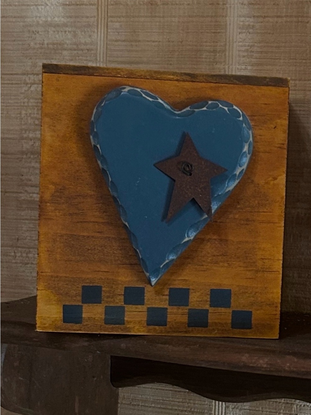 Vintage wooden heart tissue box cover.